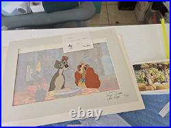 Disney Production Cel & Background Lady & the Tramp LE 17/17 Signed Lee Dyer