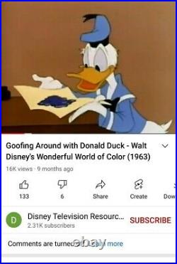 Disney Production Original Animation Cel Goofing Around With Donald Duck 1963
