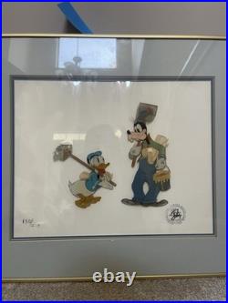 Disney Productions DONALD DUCK and GOOFY Bill Posters 1940 Animation Cel withCOA