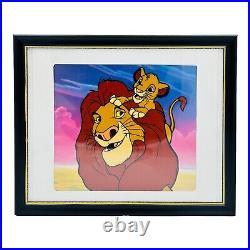 Disney Simba & Mufasa Animation Production Cel With Background 1995 8 x 7.75