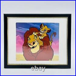 Disney Simba & Mufasa Animation Production Cel With Background 1995 8 x 7.75