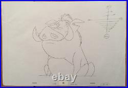 Disney The Lion King 3 Animation Production Clean-up Drawing Pumbaa Cel
