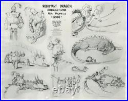Disney The Reluctant Dragon/Knight Original Production Stat Model Sheet-1985
