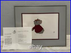 Disney The Rescuers 1977 Original Production Cel Bernard Framed COA Seal