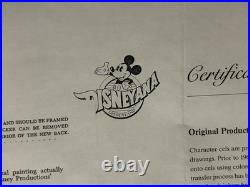 Disney The Rescuers 1977 Original Production Cel Bernard Framed COA Seal
