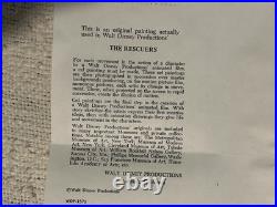 Disney The Rescuers 1977 Original Production Cel Bernard Framed COA Seal
