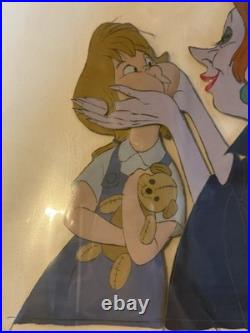 Disney The Rescuers Production Cel Framed Madame Medusa Penny Signed w COA