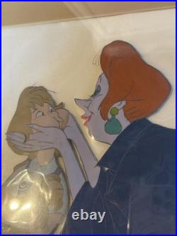 Disney The Rescuers Production Cel Framed Madame Medusa Penny Signed w COA