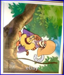 Disney Tigger Original Production Cel & Drawing COA The Masked Offender Framed