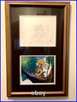 Disney Tigger Original Production Cel & Drawing COA The Masked Offender Framed