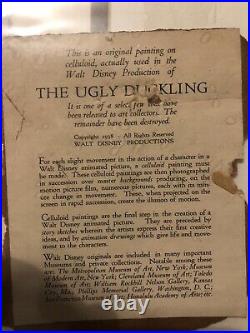 Disney Ugly Duckling Original Production Cel On Original Courvoisiet Mount -1938