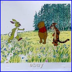 Disney Winnie The Pooh Original Production Animation Cel Pooh Tigger & Rabbit