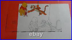 Disney Winnie The Pooh Tigger Original Production Cel & Drawing Animation Art