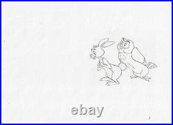 Disney Winnie the Pooh- Rabbit + Owl Original Production Cel with Matching Drawing