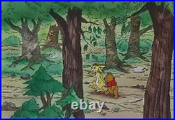 Disney Winnie the Pooh and Rabbit Original Production Cel On Painted Background
