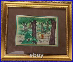 Disney Winnie the Pooh and Rabbit Original Production Cel On Painted Background