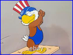 Disney production Cel SAM OLYMPIC EAGLE 1984 Peter Ueberroth Signed New Frame