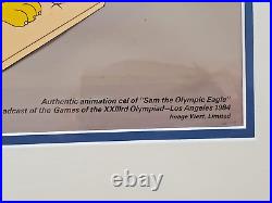 Disney production Cel SAM OLYMPIC EAGLE 1984 Peter Ueberroth Signed New Frame