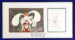 Disney's Roger Rabbit Production Cel Rollercoaster Rabbit with signed drawing