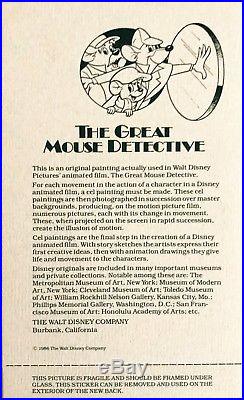 Disney's THE GREAT MOUSE DETECTIVE ORIGINAL PRODUCTION CEL Basil & Dawson