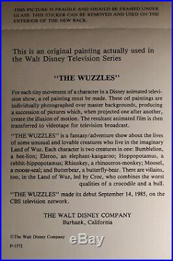 Disney the Wuzzles Tycoon Original Production Cel 1985 Rare