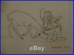 Doc and deer from Disney Snow White 1937 original production cel W COA