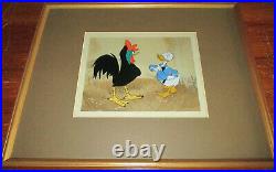 Donald Duck & Rooster Disneyland Gold Sticker Disney Production Cel 1940-50