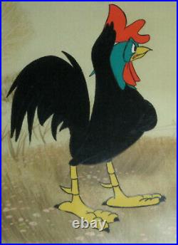 Donald Duck & Rooster Disneyland Gold Sticker Disney Production Cel 1940-50