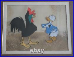 Donald Duck & Rooster Hand-painted Production Cel, Disney Art Corner Store