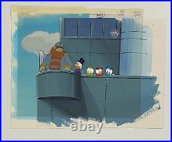 Ducktales Animation cel and Production Background Scrooge Huey, Dewey, and Louie