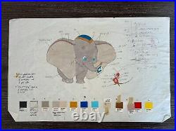 Dumbo Walt Disney Production Concept Art Original Mock Up Cel Animation Drawing