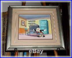 FRAMED Preston Blair SIGNED Jiminy Cricket Production Animation Cel withDrawing