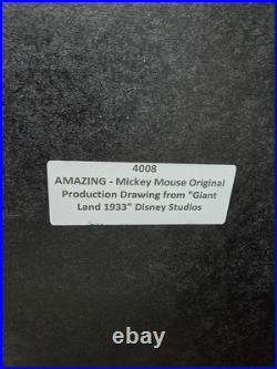 Framed Mickey Mouse ORIGINAL Production Drawing 1933 Giantland animated short