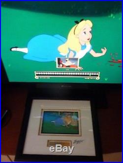 Framed Original Production Animation cel Disney's Alice in Wonderland. Signed