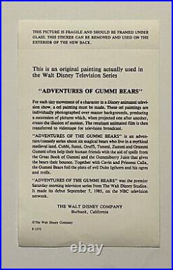 GUMMI BEARS 1985 Original Production Cel Disney Animation Art of Slumber Sprite