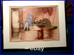 Georgette And Francis From Oliver & Co. Disney Production Cel New, Custom Framed