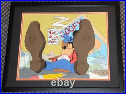 Goofy Disney Production Animation Cel Huge Hand Painted Background Framed Coa