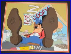 Goofy Disney Production Animation Cel Huge Hand Painted Background Framed Coa