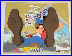 Goofy Disney Production Animation Cel Huge Hand Painted Background Framed Coa
