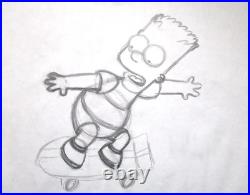 HUGE 1990s SIMPSONS FOX Disney ORIGINAL PRODUCTION cel DRAWING Bart skateboard