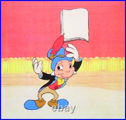 JIMINY CRICKET 1980s WALT DISNEY hat suit ORIGINAL ANIMATION PRODUCTION CEL