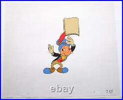 JIMINY CRICKET 1980s WALT DISNEY hat suit ORIGINAL ANIMATION PRODUCTION CEL