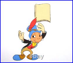 JIMINY CRICKET 1980s WALT DISNEY hat suit ORIGINAL ANIMATION PRODUCTION CEL