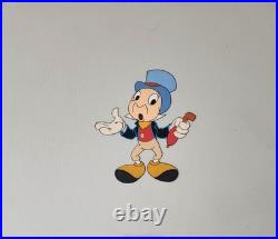 JIMINY CRICKET DISNEY 1970'S ANIMATION PRODUCTION CEL WithPRODUCTION BACKGROUND