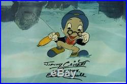 Jiminy Cricket Art Corner Vintage Original Production Disney Cel hand SIGNED