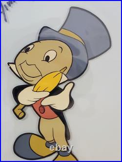 Jiminy Cricket Disney Original Production cel Art Corner Set Up signed voice