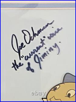 Jiminy Cricket Disney Original Production cel Art Corner Set Up signed voice