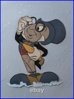 Jiminy Cricket Original Disney Art Corner Production Animation Cel Jiminy Cricket Original Disney Art Corner Production Animation Cel
