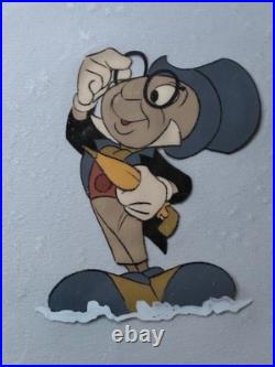 Jiminy Cricket Original Disney Art Corner Production Animation Cel Jiminy Cricket Original Disney Art Corner Production Animation Cel