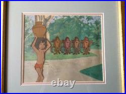 Jungle Book' 1967 Production Cel of Mogli with 4 Monkeys Disney Animation Art